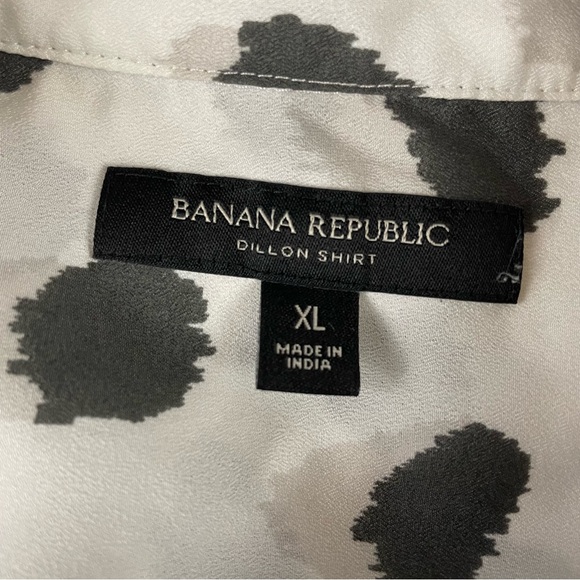 Banana Republic Women's XL Dillon Shirt White Gray Button Front Semi Sheer E277 - Picture 8 of 10